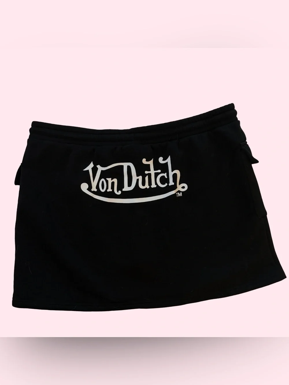 NWT Von Dutch Black Mini Skirt with White Logo - Picture 2 of 5